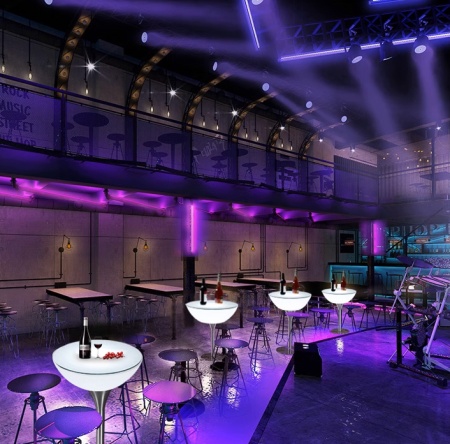 Стол светящийся квадратный на металическом основании 60х60х56